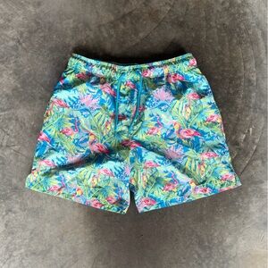 George Blue Tropical Flamingo Swim Shorts